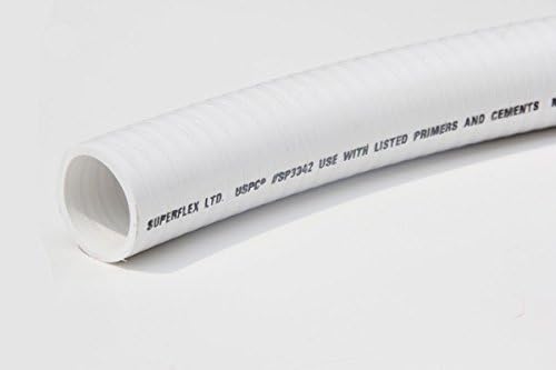 Sealproof 2" Dia Flexible PVC Pipe, Pool and Spa Hose, Schedule 40 Tubing, Made In USA, 2-Inch, 25 FT, White