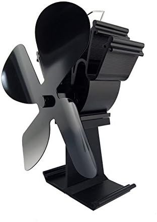 Stove Fan 4-Blade Upgrade Heat Powered Fireplace Fan for Fireplace Wood Burning Fan- Eco Friendly and Efficient Fan (Black)