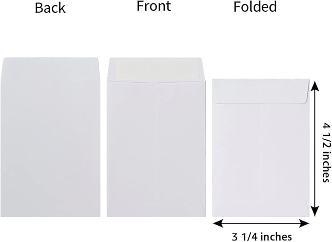 100 Pack Seed Envelopes Self-Adhesive Small Coin Envelopes Seed Storage Packets for Garden, Office or Wedding Gift (White, 3 1/4 ×4 1/2 inches)