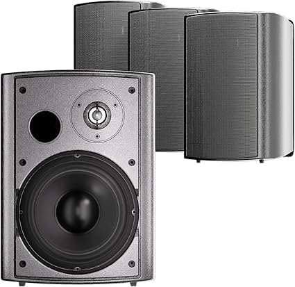 STUDIOFINIX 6.5 Inch Indoor Outdoor Speakers Wired Waterproof,Wall Mount Passive Speakers,800Watt Powerful Bass,for Home Patio Porch Garden Covered Deck (2Pairs, Black)