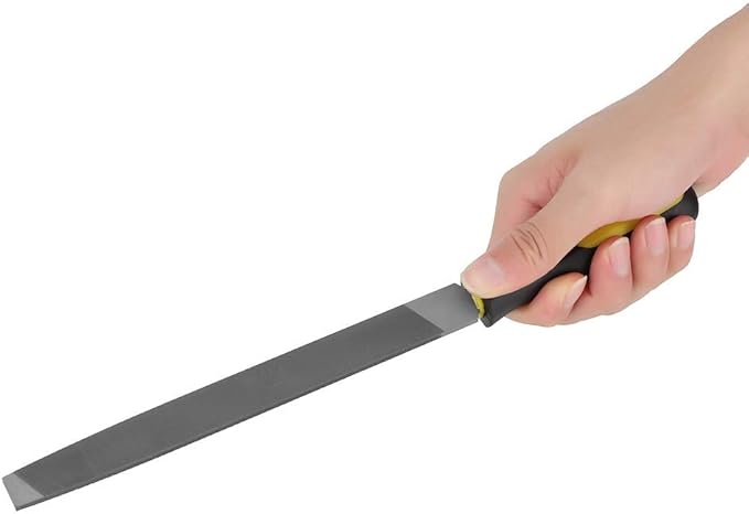 8in Flat Mill File, Smooth Blade with Ergonomic Handle, T12 carbon tool steel Edge Metal File Sharpening for Drills and All Edge, Lawn Mower Blade, Garden Shears, Chisels, etc