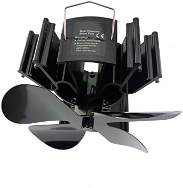Stove Fan 4-Blade Upgrade Heat Powered Fireplace Fan for Fireplace Wood Burning Fan- Eco Friendly and Efficient Fan (Black)