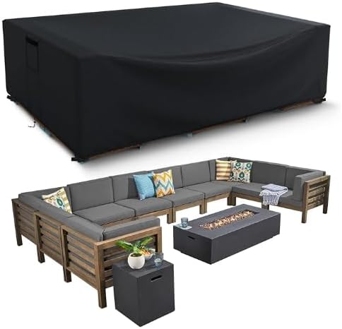 Patio Furniture Covers Waterproof, Heavy Duty 600D Outdoor Furniture Covers for Outside Sectional Sofa Set,Tear Resistance and Anti-UV, Black, 48"L x 28"W x 13"H