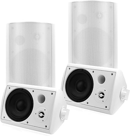 STUDIOFINIX 6.5 Inch Passive Indoor Outdoor Speakers Wired Waterproof with 800Watts, Wall Mount Speaker,for Patio,Covered Porch,Deck,Poolside(4 Speakers๏ผWhite)