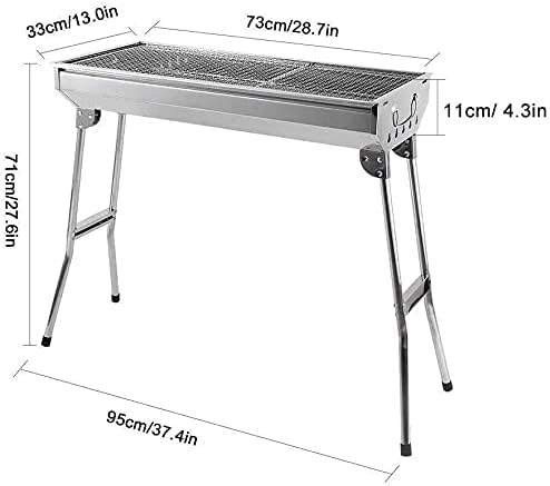 Uten Portable Charcoal Grill, Stainless Steel Folding BBQ Grill and Smoker, Barbecue Grill for Outdoor Cooking Camping Hiking Picnics Garden Beach Party BBQ Tools (Large)