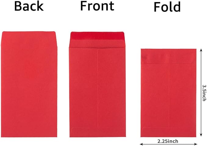 100 Pack Small Coin Envelopes Self-Adhesive Kraft Paper Seed Envelopes Mini Parts Small Items Stamps Storage Packets Envelopes for Garden, Office or Wedding Gift (Red, 2.25×3.5 inch)