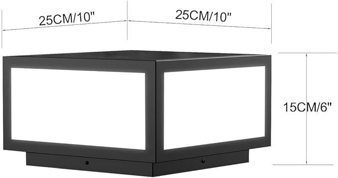 Outdoor Modern Post Light, LED Fence Deck Cap Light High Voltage Wired Lantern Column Lamp for Flat Surface Patio Garden Decoration with IP54 (High Voltage Wired, 10 X 10 Inch)