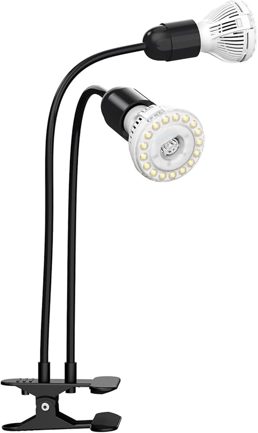 SANSI LED Grow Lights for Indoor Plants, Lifetime Free Bulb Replacement, 300W Full Spectrum Dual Gooseneck Clip Plant Grow Light with Optical Lens for High PPFD Growing Power Lamp