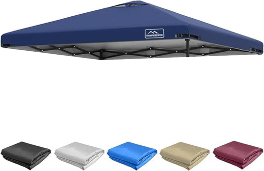 KAMPKEEPER Replacement Top Pop Up Canopy Tent Cover Roof with Air Vent and Adjustable Elastic Strap, Polyester UV Waterproof for Outdoor Garden Patio Sun Shade(Top Only) (Navy Blue, 10x10FT)