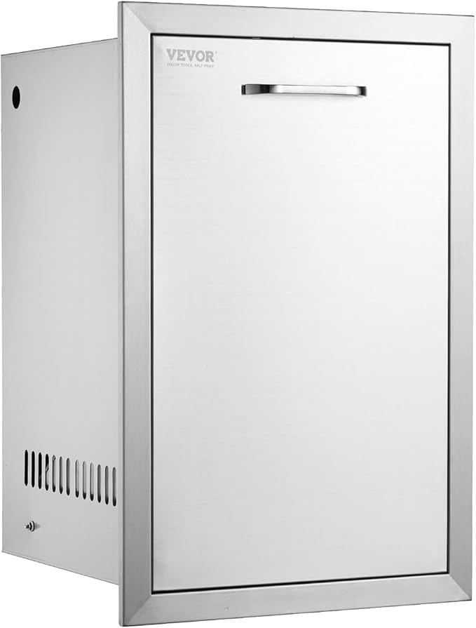 VEVOR Outdoor Kitchen Trash Drawer 16Wx22Hx16 D, Propane Tank Drawer, Stainless Steel Pull Out Trash Drawer with Handle, Outdoor Kitchen Cabinets Trash Can Pull Out, Outdoor BBQ Island Trash Bin