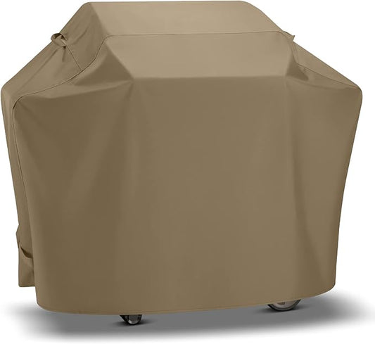 SunPatio Grill Cover 48 Inch for Outdoor Grill, Heavy Duty BBQ Cover with Waterproof Sealed Seam, FadeStop Material, All Weather Resistant Compatible for Weber CharBroil Nexgrill and More, Taupe