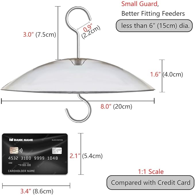 8" Mini Weather Cover for Bird Feeder - Clear 2 PC x Small Protective Dome Cover Against Rain/Snow/Sun - Dia. 20CM
