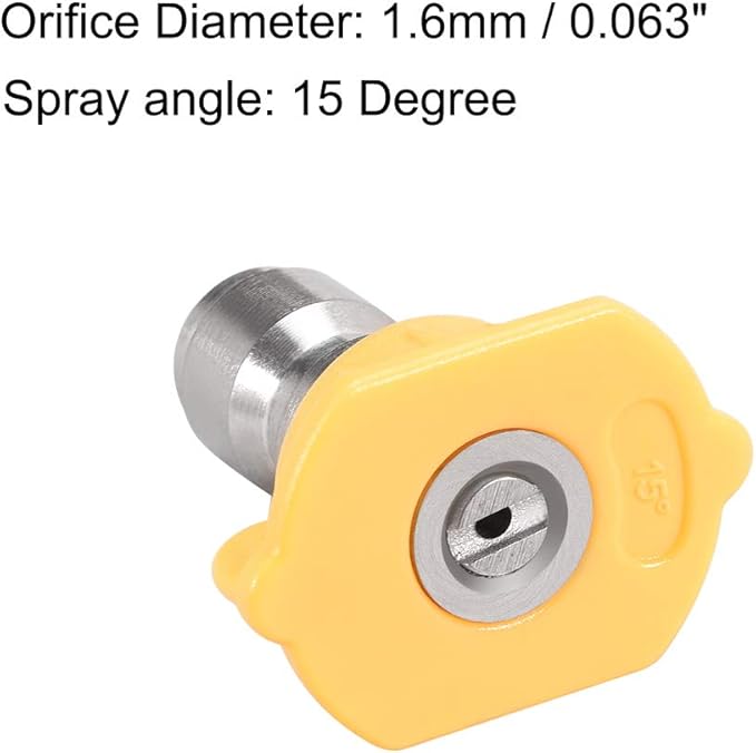 uxcell Pressure Washer Spray Nozzle Tips, 1/4" Stainless Steel, 2 Pcs (15 Degree, 1.6mm Orifice Diameter)
