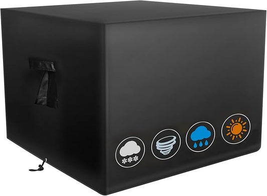 Square Fire Pit Cover Fits 40-44 Inch Fire Pit Table. 600D Heavy Duty Waterproof Firepit Cover. Outdoor Fade Resistant Material with Drawstring and Handles, All Weather