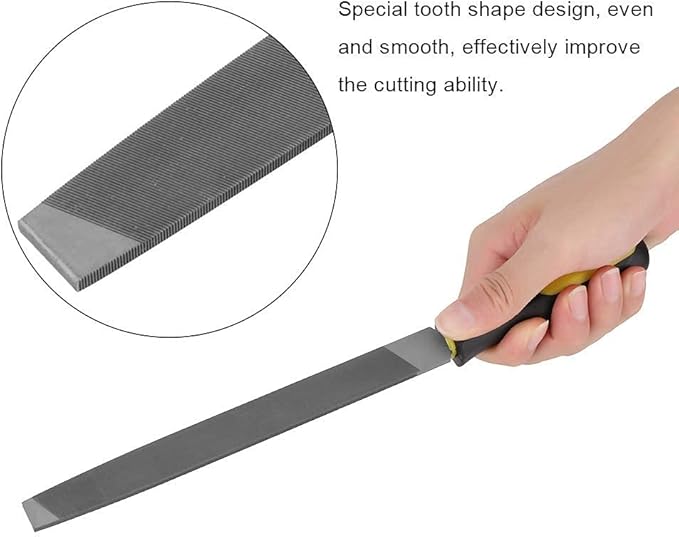 8in Flat Mill File, Smooth Blade with Ergonomic Handle, T12 carbon tool steel Edge Metal File Sharpening for Drills and All Edge, Lawn Mower Blade, Garden Shears, Chisels, etc