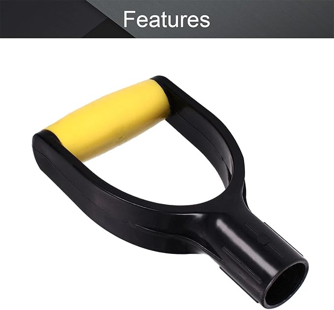 Auniwaig Shovel Grip Handle Replacement D Shaped 32mm Inner Diameter Garden Spade Fork Snow Shovel Rake Handle Attachment for Digging Raking Tools, PVC, Yellow-Black 1Pcs