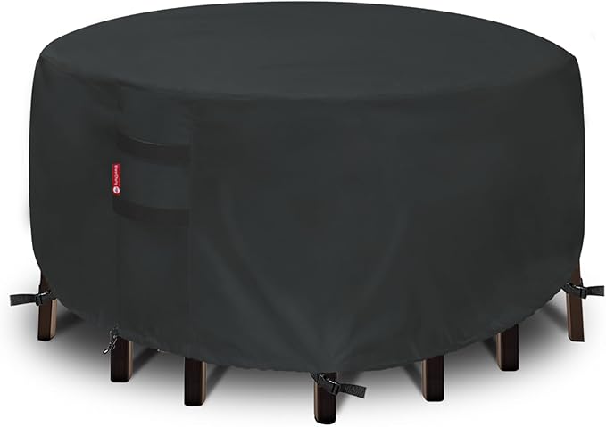 SheeChung Outdoor Furniture Cover Waterproof,Round 84" Dia x 28" H Patio Furniture Covers,Heavy Duty 600D Patio Table Chair Set Cover,All Weather Protection Covers for Outdoor Furniture