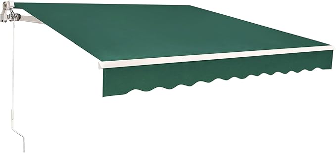 MCombo 13.2x7.8 Feet Manual Retractable Patio Door Window Awning Sunshade Shelter Outdoor Canopy,1308 (Green, 13.2'(L) x 7.8'(W))