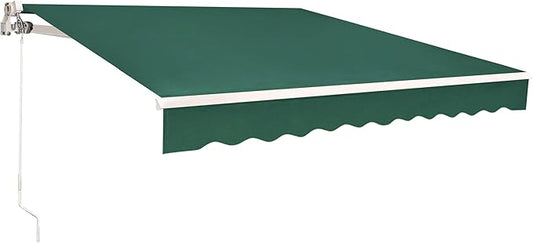 MCombo 13.2x7.8 Feet Manual Retractable Patio Door Window Awning Sunshade Shelter Outdoor Canopy,1308 (Green, 13.2'(L) x 7.8'(W))