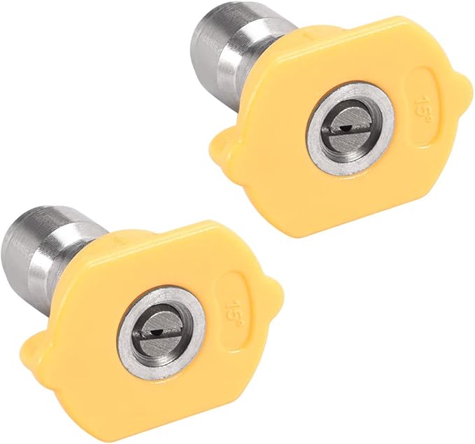 uxcell Pressure Washer Spray Nozzle Tips, 1/4" Stainless Steel Flat Fan, 2 Pcs (15 Degree, 1.2mm Orifice Diameter)