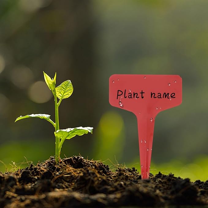 Plant Labels, 200pcs Red Plant Markers, Outdoor Waterproof Stakes, Plastic Tags for Seedlings, Greenhouse Accessories, Herb Garden Signs Decorative