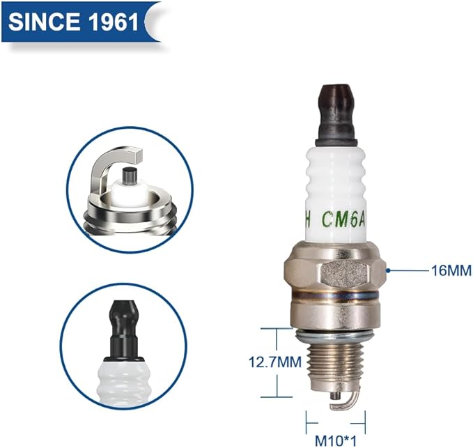 TORCH CM6A Spark Plug Replace for NGK 130-797 (1223) CMR6A Spark Plug, for Champion 978 Spark Plug, for Autolite 4194 Spark Plug, for Lawn Mower Hedge Trimmer Tea Tree Trimmer Brush Cutter, OEM, ea