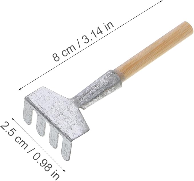 Artibetter 5pcs Mini Zen Garden rakes Dollhouse Grass rake Miniature Garden Tool Tool Set Miniature