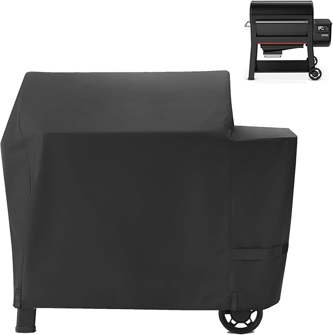 Grill Cover for Weber Searwood XL 600 Pellet Grill, 600D Heavy Duty Waterproof 3400146 Weber Searwood 600 Cover, Outdoor BBQ Accessory