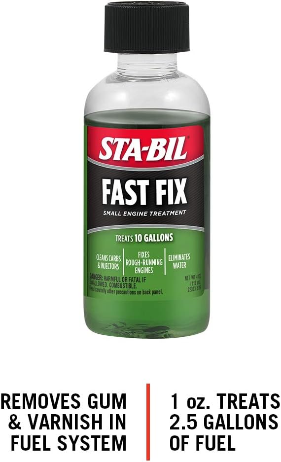 STA-BIL Fast Fix Small Engine Treatment - Cleans Carbs and Injectors - Fixes Rough Running Engines - Eliminates Water - Treats 10 Gallons, 4 fl. oz. (22303) (Pack of 2)
