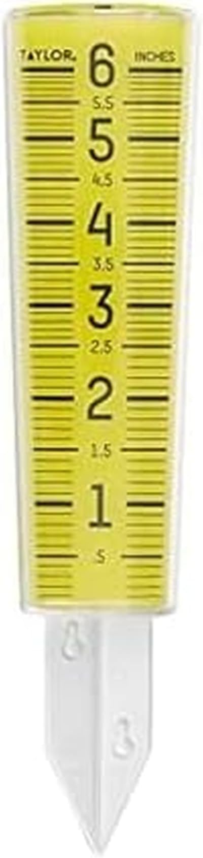 Taylor ClearVu Rain and Sprinkler Gauge, Measure and Monitor Precipitation, Easy to Read for Backyard, Patio, Garden, and Lawn, 6-inch Capacity, Clear