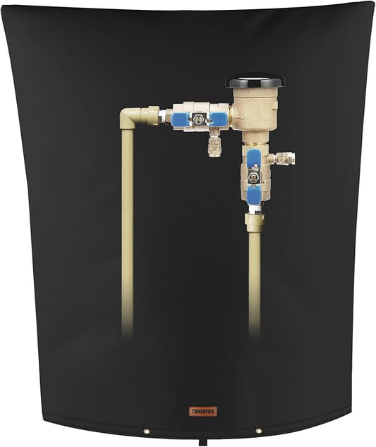 Backflow Preventer Pipe Insulation Cover (5°F) - Irrigation Sprinkler Valve Insulated Pouch - Water Well Pump Cover - Sturdy 5 Layers for Winter Freeze Protection, 24" W x 36" H, Black