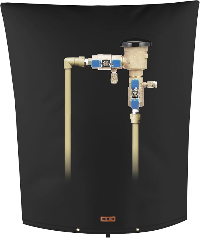 Backflow Preventer Pipe Insulation Cover (5°F) - Irrigation Sprinkler Valve Insulated Pouch - Water Well Pump Cover - Sturdy 5 Layers for Winter Freeze Protection, 18" W x 24" H, Black