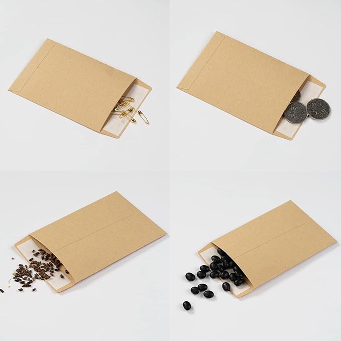 100 Pack Seed Envelopes Self-Adhesive Small Coin Envelopes Seed Storage Packets for Garden, Office or Wedding Gift (White, 3 1/4 ×4 1/2 inches)