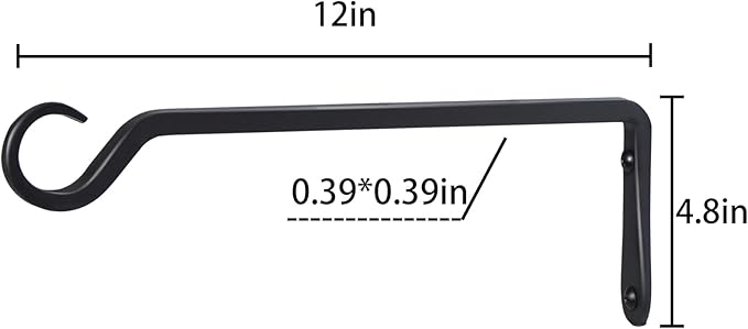 12" Plant Hangers 6-Pack - Heavy Duty Rust-Resistant Steel Hooks for Bird Feeders, Indoor/Outdoor Plants & Wall Decor, Black