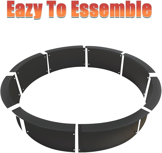 SoulMate Outdoor 40-Inch Outer/36-Inch Inner Fire Pit Ring,Duty Solid Metal Steel Round Firepit Rim Insert for DIY Fire Pits, Outdoor Above or In-Ground, Camping Garden Patio Backyard.