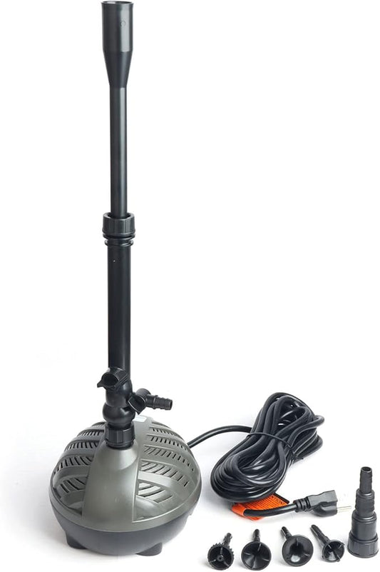 WaterRebirth HSP2500N Submersible Water Pump - Turtle Shell Design - 660GPH - Black - Modern Unique - Pond & Aquarium Water Pump