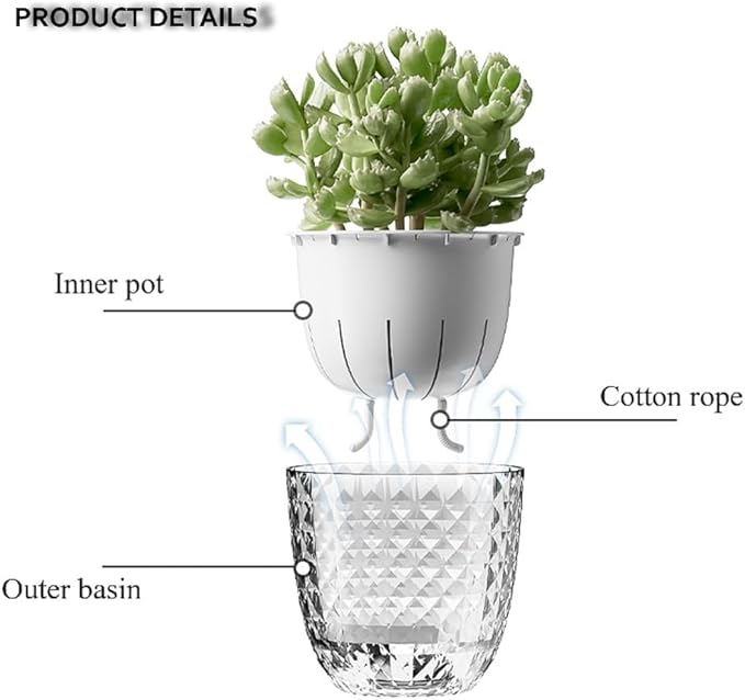 Self Watering Pots for Indoor Plants, Flower Pots, Self Watering Plant Pot-6pcs 4inch Clear