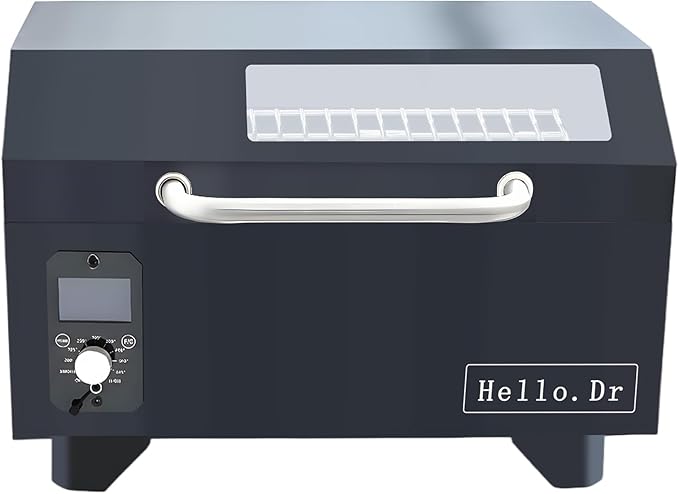 Portable Wood Pellet Grills 900°F,Smoker with Viewing Window – 8-in-1 BBQ, Digital Control, LED Screen, Temperature Control, Meat Probe,Bake and Roast, Ideal for Camping, RV, Beach Backyard