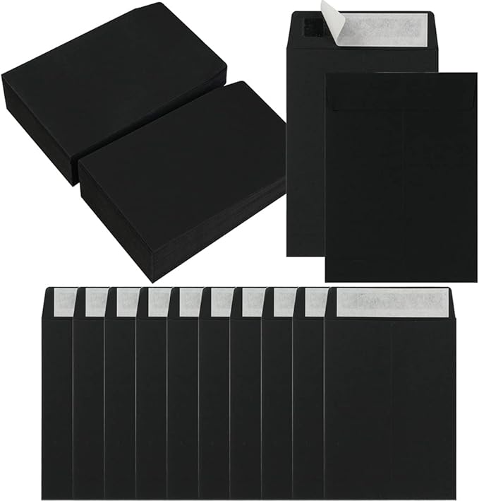 100 Pack Seed Envelopes Self-Adhesive Small Coin Envelopes Seed Storage Packets for Garden, Office or Wedding Gift (Black, 3 1/4 ×4 1/2 inches)