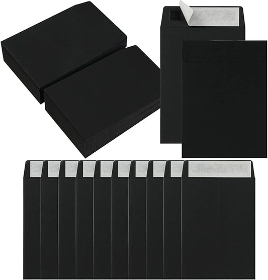 100 Pack Seed Envelopes Self-Adhesive Small Coin Envelopes Seed Storage Packets for Garden, Office or Wedding Gift (Black, 3 1/4 ×4 1/2 inches)