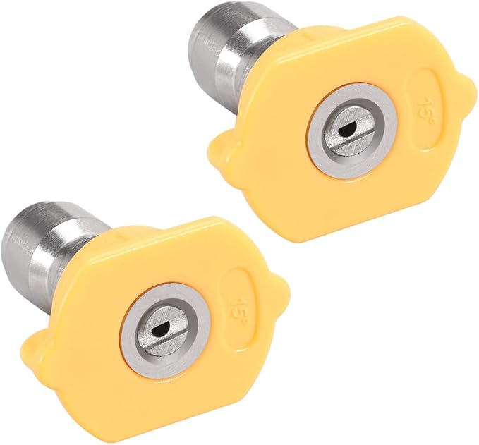 uxcell Pressure Washer Spray Nozzle Tips, 1/4" Stainless Steel, 2 Pcs (15 Degree, 1.6mm Orifice Diameter)