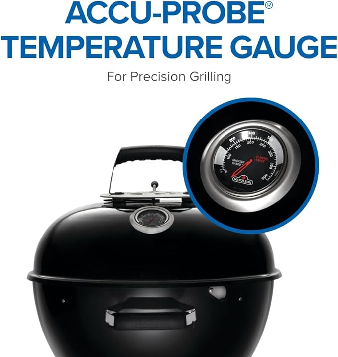 Napoleon NK18 Premium Charcoal Kettle Grill, Black, Porcelain-Enameled Lid and Bowl, Chrome-Plated Cooking Grid