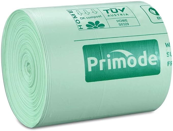 Primode 100% Compostable Bags, 4 Gallon (15L) Food Scraps Yard Waste Bags, Extra Thick 0.75 Mil. ASTM D6400 Compost Bags Small Kitchen Trash Bags, 100 Count Certified by BPI & TUV EU