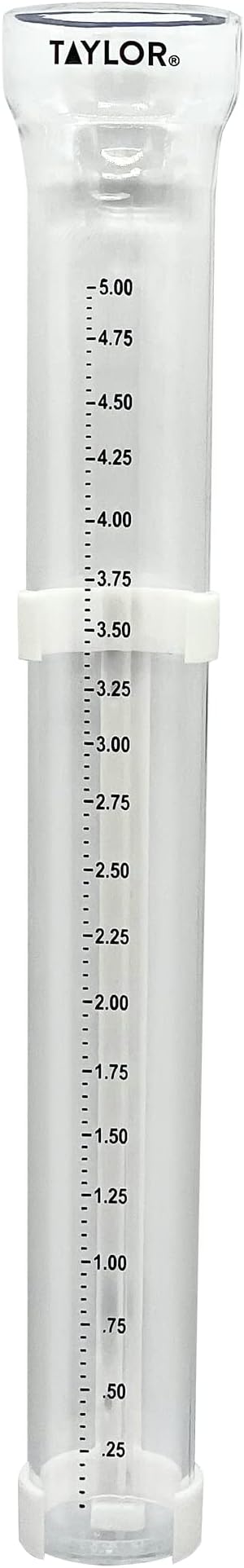 Taylor 2700N ClearVu Rain Gauge with Post Mounting Bracket, Measure and Monitor Precipitation, Easy to Read for Backyard, Patio, Garden, and Lawn, 5-inch, Clear