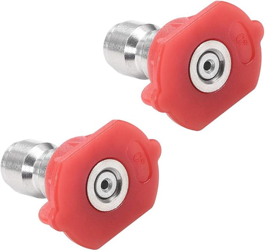 uxcell Pressure Washer Spray Nozzle Tips, 1/4" Stainless Steel, 2 Pcs (0 Degree, 2mm Orifice Diameter)