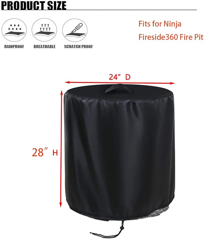 Pomer Fire pit Covers For NanJa Fireside360 Outdoor Heater Firepit-Round Firepit Cover 24*28Inch