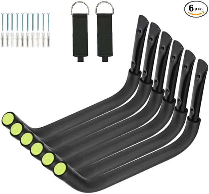 Garage Storage Heavy Duty Hooks, 15Inch Jumbo Arm Kayak Rack, Heavy Duty Wall Hooks for Canoe, Ladder, Bicycle, Folding Chairs, Surfboard, Snowboard, Hose and Tools (6 Pack)