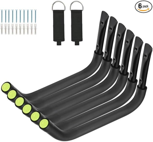 Garage Storage Heavy Duty Hooks, 15Inch Jumbo Arm Kayak Rack, Heavy Duty Wall Hooks for Canoe, Ladder, Bicycle, Folding Chairs, Surfboard, Snowboard, Hose and Tools (6 Pack)