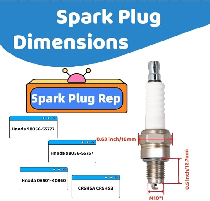 Spark Plug CR5HSB Replacement For NGK 6535 Hnoda GX22 GX31 GX100 Engine EB2000 EU2000 EB2000I EU1000I EU2000I 2000 series Generator Rep 98056-55777 (5 Pack)