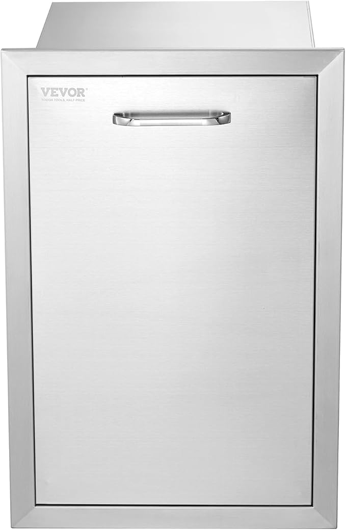 VEVOR Outdoor Kitchen Trash Drawer 16Wx22Hx16 D, Propane Tank Drawer, Stainless Steel Pull Out Trash Drawer with Handle, Outdoor Kitchen Cabinets Trash Can Pull Out, Outdoor BBQ Island Trash Bin